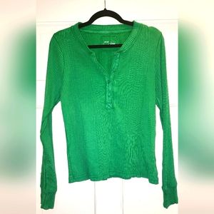 Aerie Green Ribbed Long Sleeved Shirt